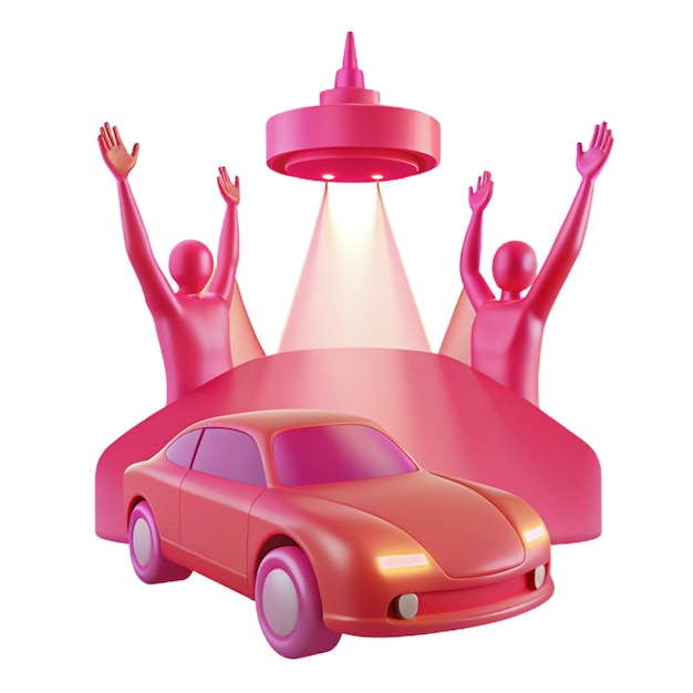 PSD a pink car with people in the background and the word quot people quot in the back