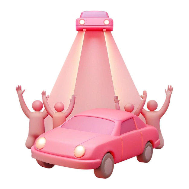 a pink car with people in the top and the word quot people quot on the top