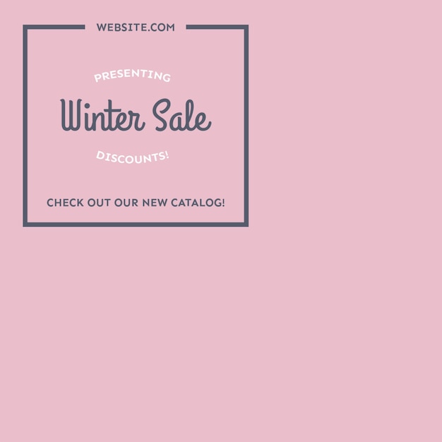 a pink card with a sign that says winter sale