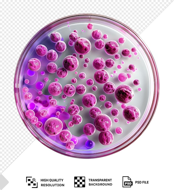 PSD pink cells in petri dish 3d render