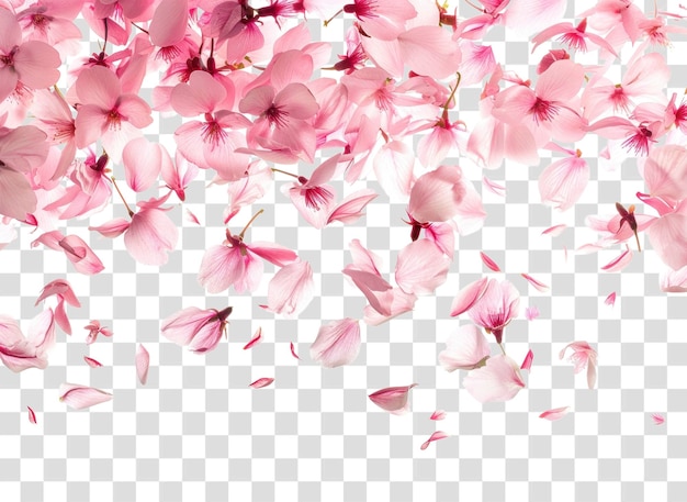 Pink cherry blossom petals falling