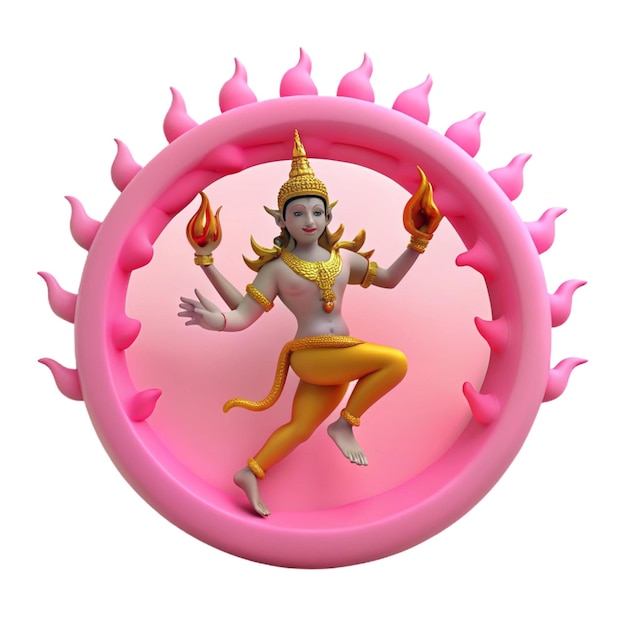 PSD a pink circle with a statue of a god with a pink ring on it