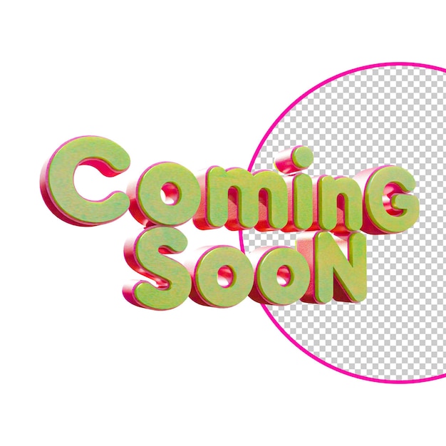 PSD a pink circle with the words coming soon