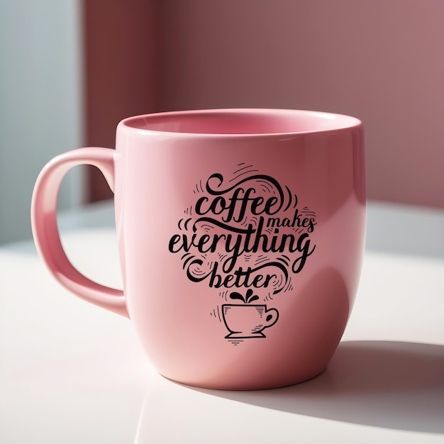 pink coffee mug mockup