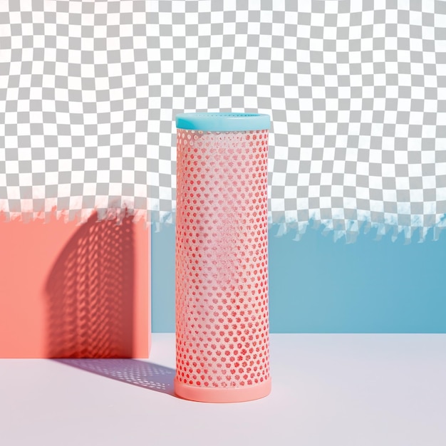 PSD a pink container with pink dots and a blue background with a pink and blue pattern