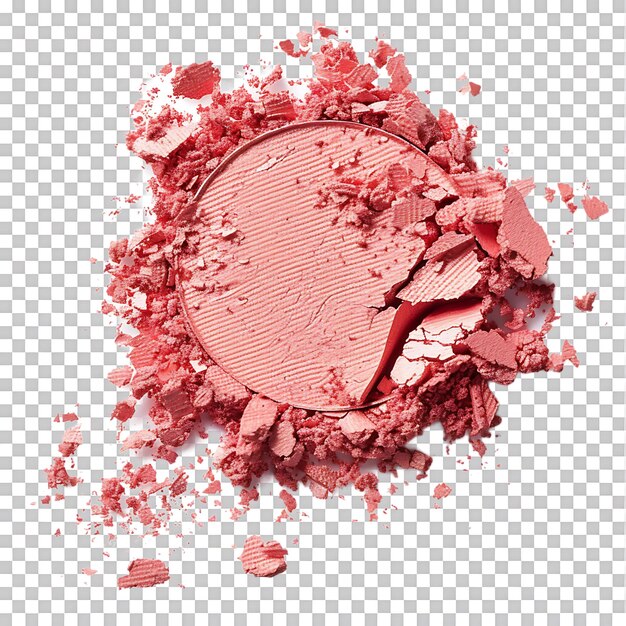 PSD pink coral eyeshadow and blush trace isolated over transparent background ai generated