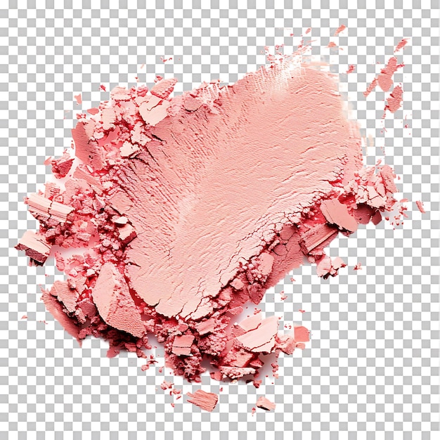 Pink coral eyeshadow and blush trace isolated over transparent background Ai generated