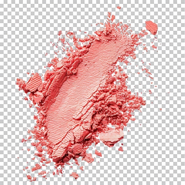 Pink coral eyeshadow and blush trace isolated over transparent background Ai generated