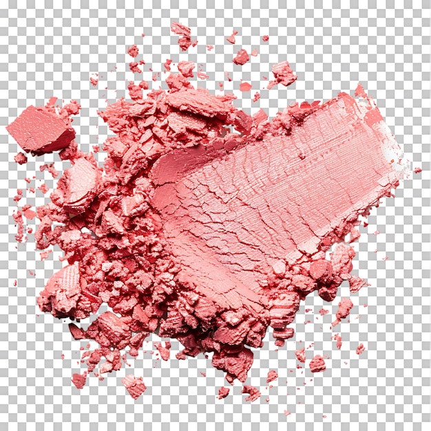 Pink coral eyeshadow and blush trace isolated over transparent background Ai generated