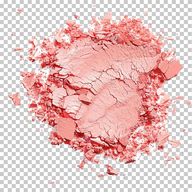 PSD pink coral eyeshadow and blush trace isolated over transparent background ai generated