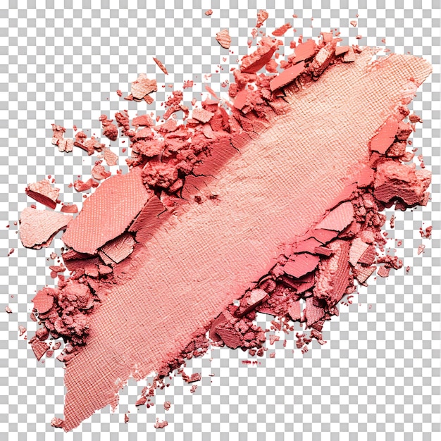 PSD pink coral eyeshadow and blush trace isolated over transparent background ai generated