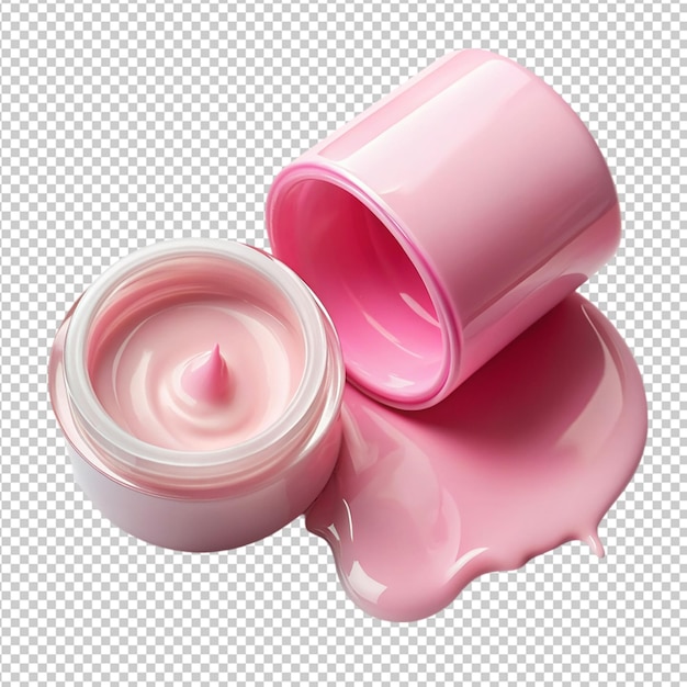 PSD pink cosmetic cream spilled on transparent background