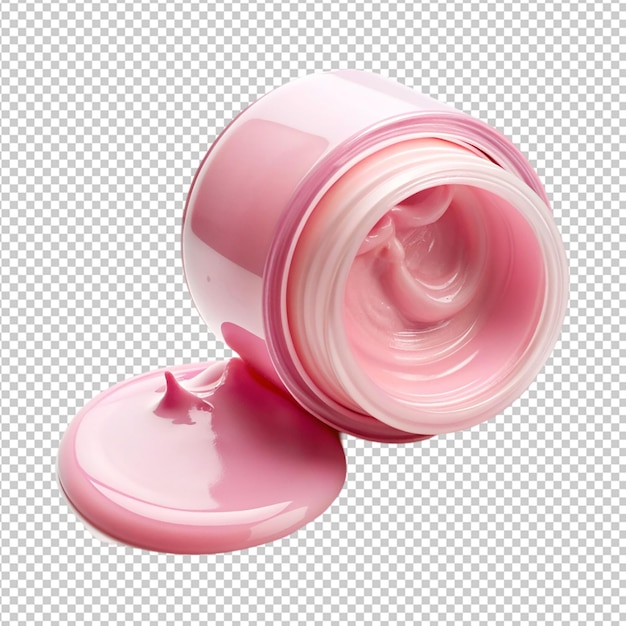 PSD pink cosmetic cream spilled on transparent background