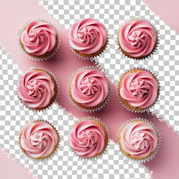 pink cupcakes with pink frosting and a pink background with a pink background