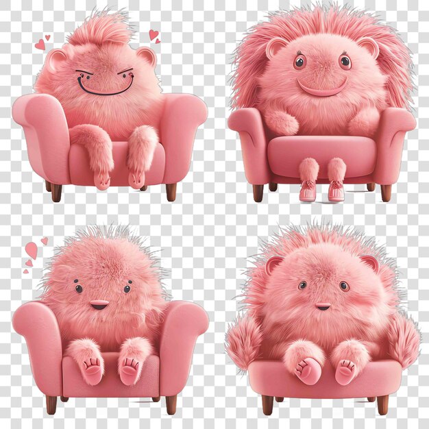 pink cute fluffy nursery chair watercolor nurseryon transparent background