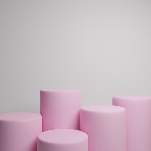 Pink Cylinder 3d Podium Column Pillars Product Display Showcase