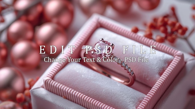 PSD pink diamond ring in pink velvet box