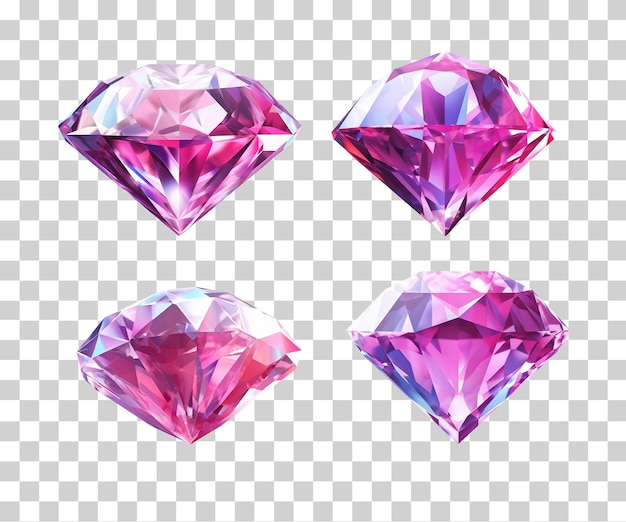 Pink diamonds isolated on transparent background PNG