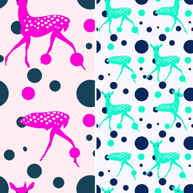 pink dinosaur and dinosaur in a polka dot pattern