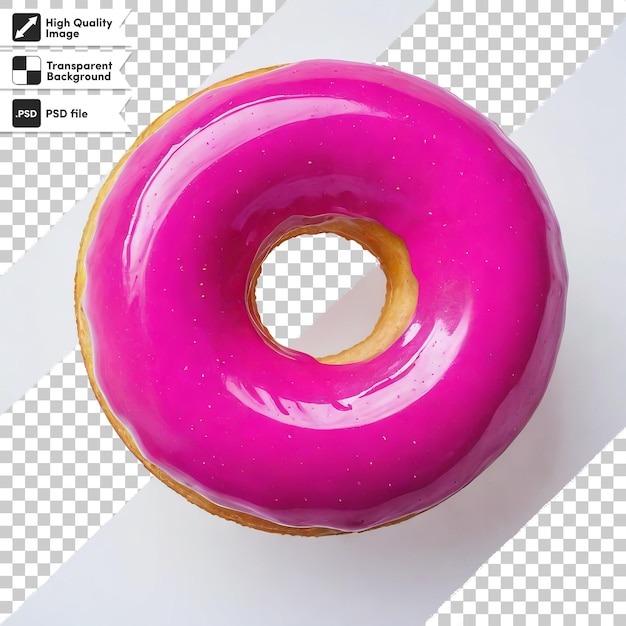 a pink donut with a gold sprinkle on it