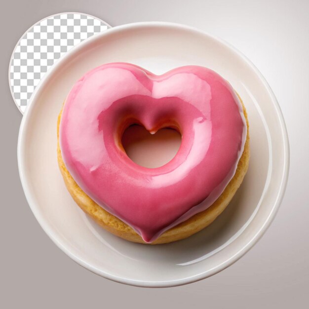 PSD a pink donut with pink icing and a heart shaped heart vector icon