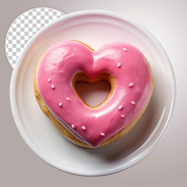 PSD a pink donut with pink icing and a heart shaped heart vector icon