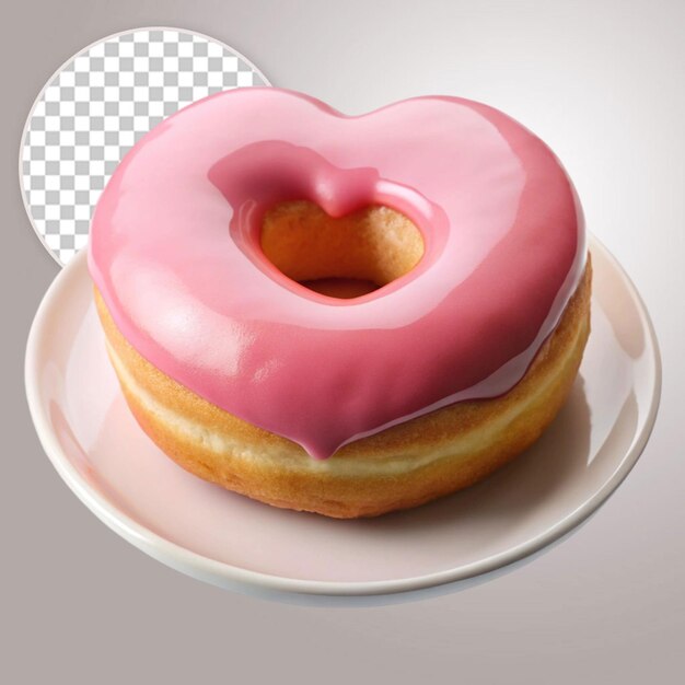 PSD a pink donut with pink icing and a heart shaped heart vector icon