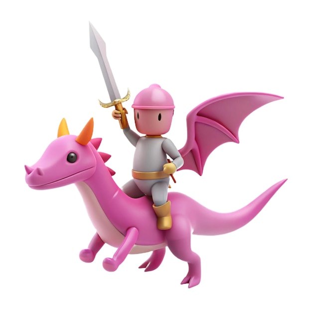 a pink dragon with a sword and a sword