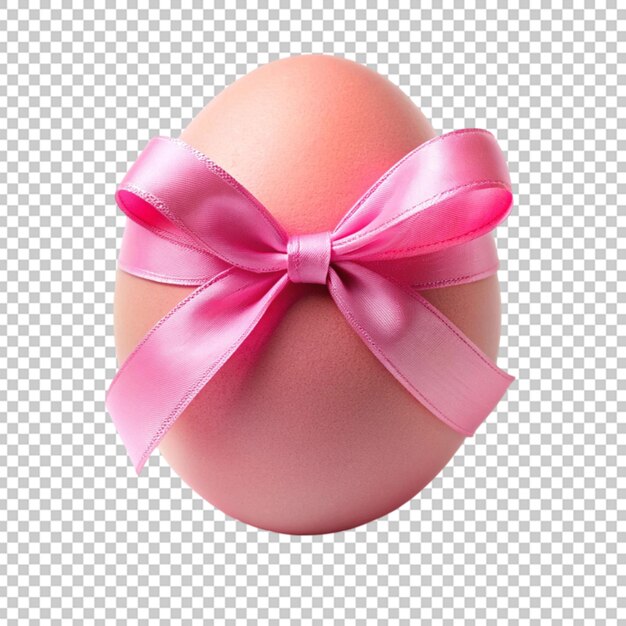 Pink Easter egg tied by bow ribbon