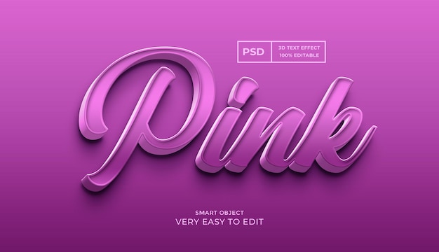 Pink editable psd 3d text style effect