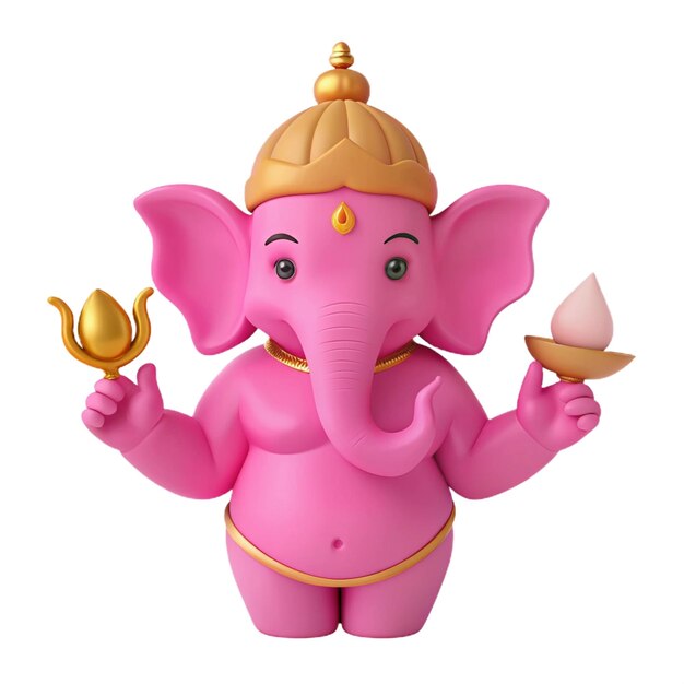 PSD a pink elephant with a gold helmet and a gold helmet