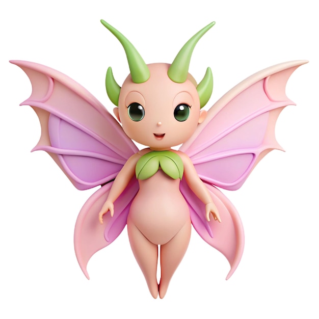 a pink fairy with green wings and wings on it