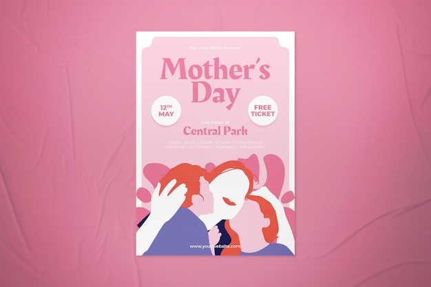 PSD pink family mother's day flyer