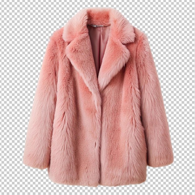 PSD pink faux fur coat transparent background