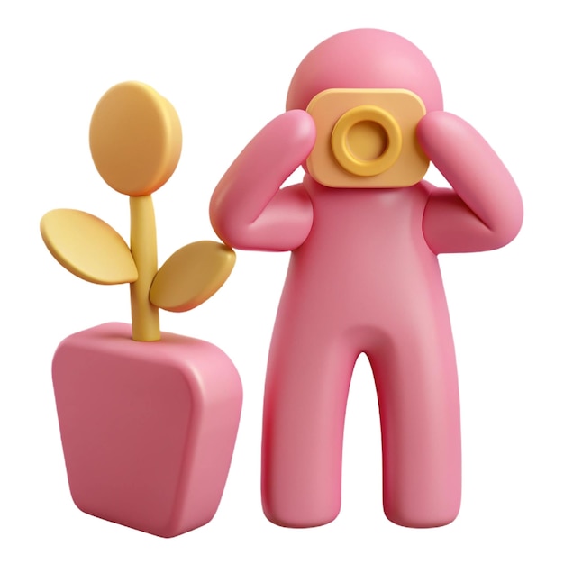 PSD a pink figure with a pot on the top of it