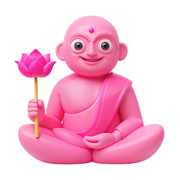 a pink figurine with a pink flower in the middle of it