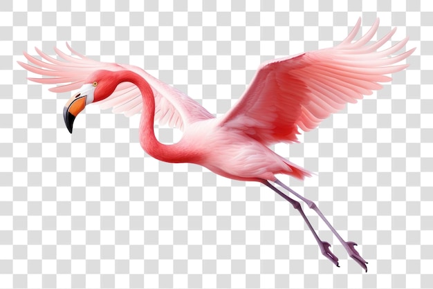 Pink flamingo flying gracefully