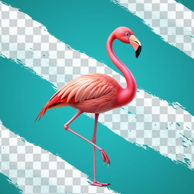 PSD a pink flamingo is walking on a white background