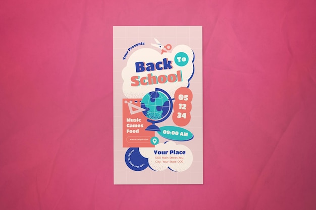 Pink Flat Design Back To School Instagram Story