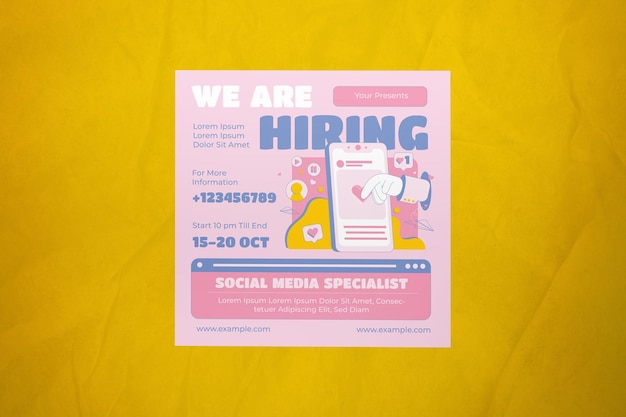 Pink Flat Design Were Hiring Social Media Post