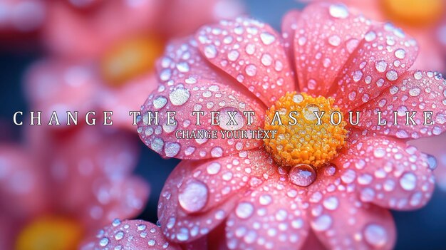 PSD pink flower with dew drops