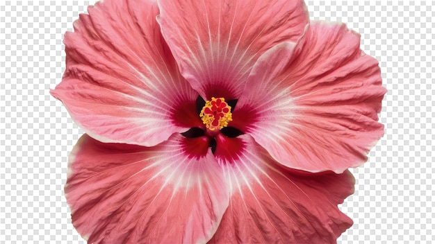 a pink flower with a red center and a red center