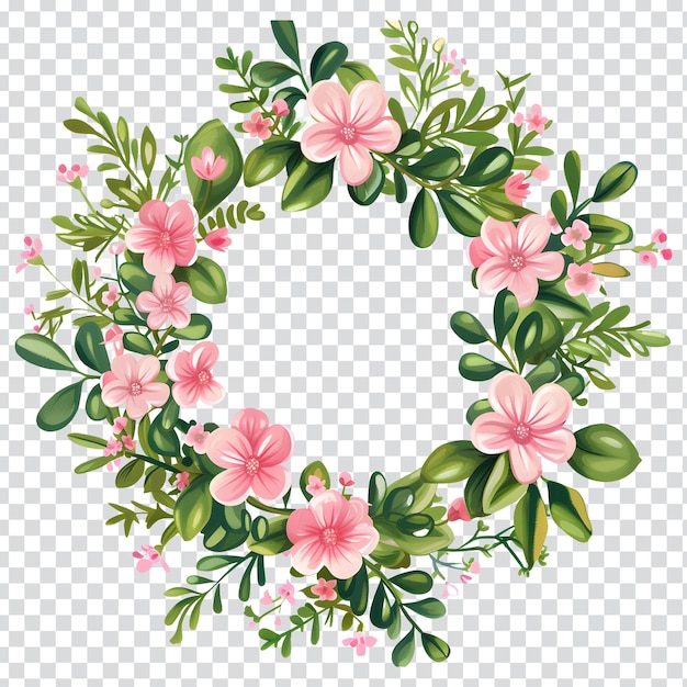 PSD pink flower wreath transparent customizable floral wreath template floral wreath graphic template