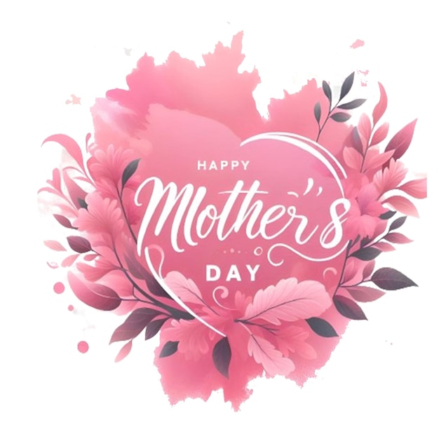 PSD a pink flower wreath with the words happy mothers day on it