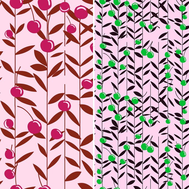 pink flowers and leaves on a pink background