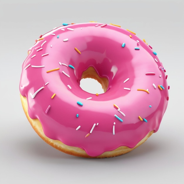 a pink frosted donut with sprinkles on it