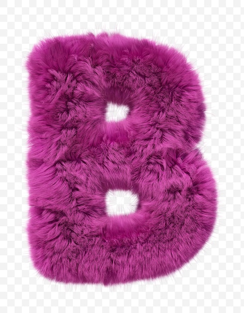 Pink fur alphabet Furry letter b isolated  