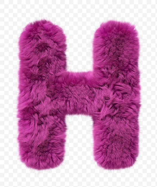 Pink fur alphabet Furry letter h isolated  