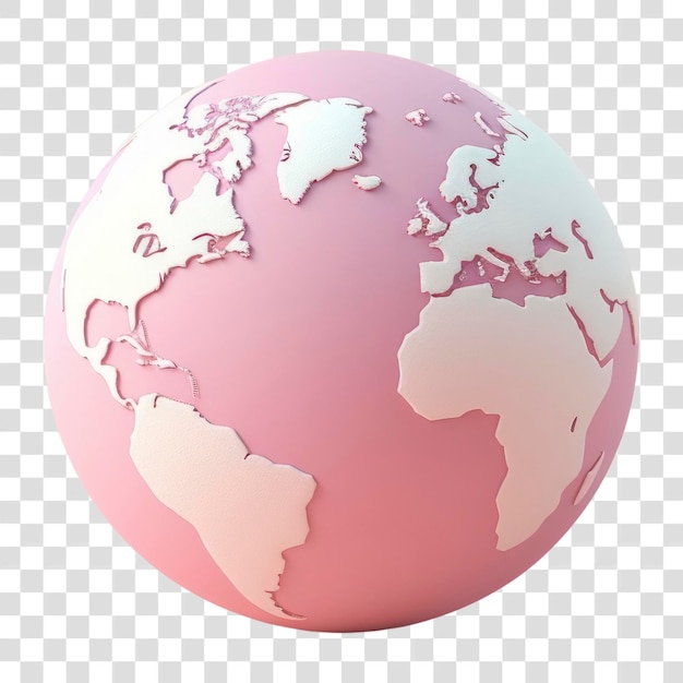 Pink globe world map transparent