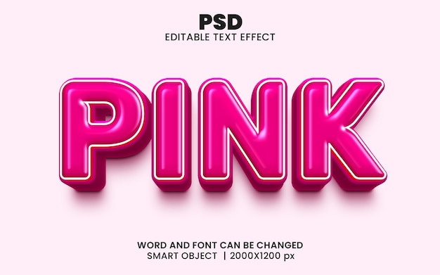 Pink Glossy 3d editable photoshop text effect style with modern background